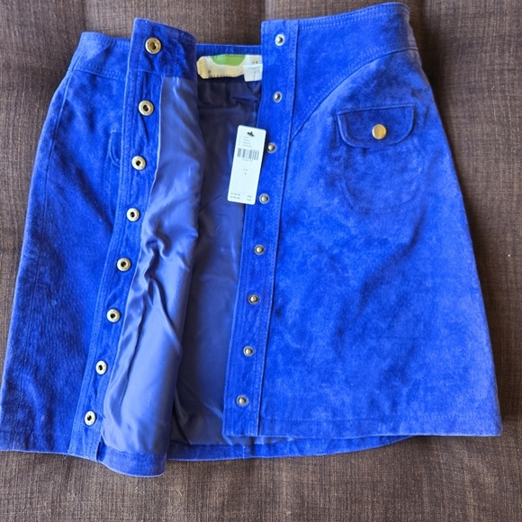 Anthropologie Blue Suede mini skirt 100% leather Sz 4 NWT - Picture 6 of 8